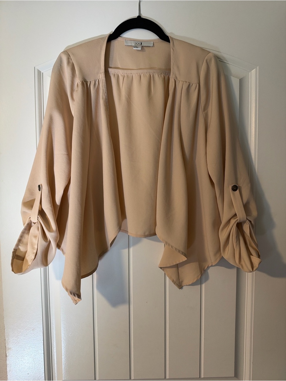 Forever 21 Beige Draped Open-Front Cardigan